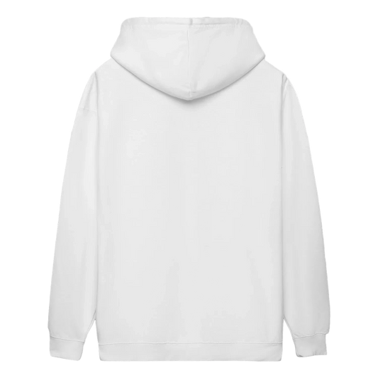 Ich arbeite hart Hunde-Hoodie, Weiss, Rueckansicht - SupremX-Eagle