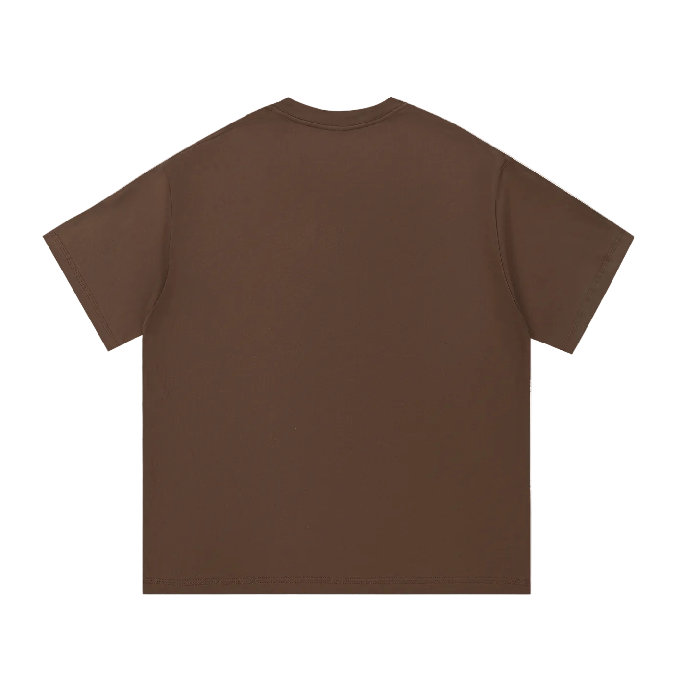 Solid brown short sleeve t-shirt back view, plain design, casual wear
