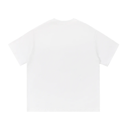 Plain white crew neck t-shirt back view, minimalist design, soft cotton fabric