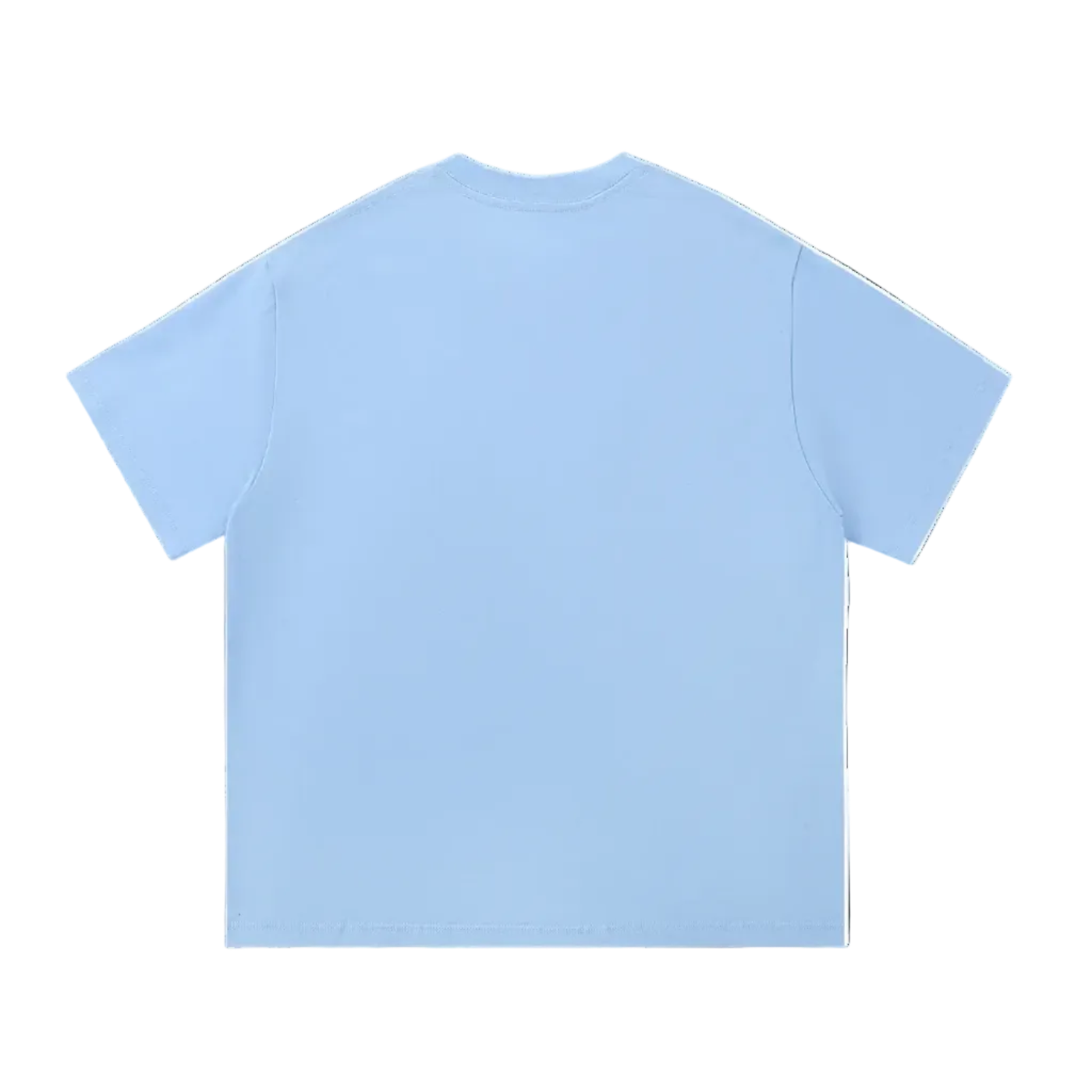 Light blue plain t-shirt back view, casual short sleeve cotton tee for everyday wear