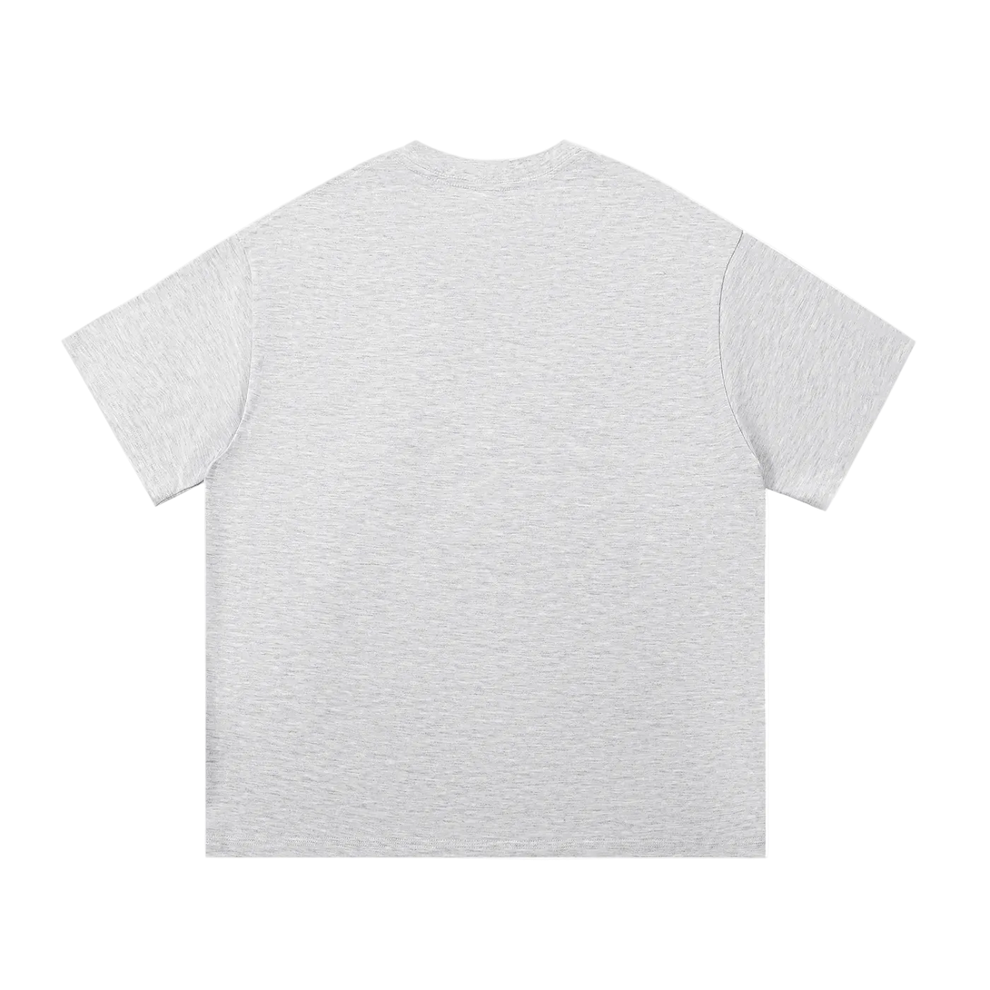 Gray heather crew neck t-shirt back view, plain design, casual wear