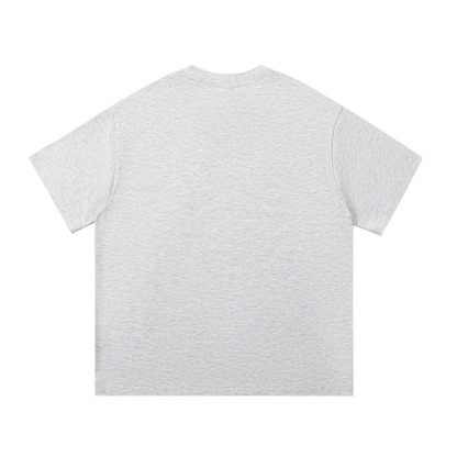 Gray heather crew neck t-shirt back view, plain design, casual wear