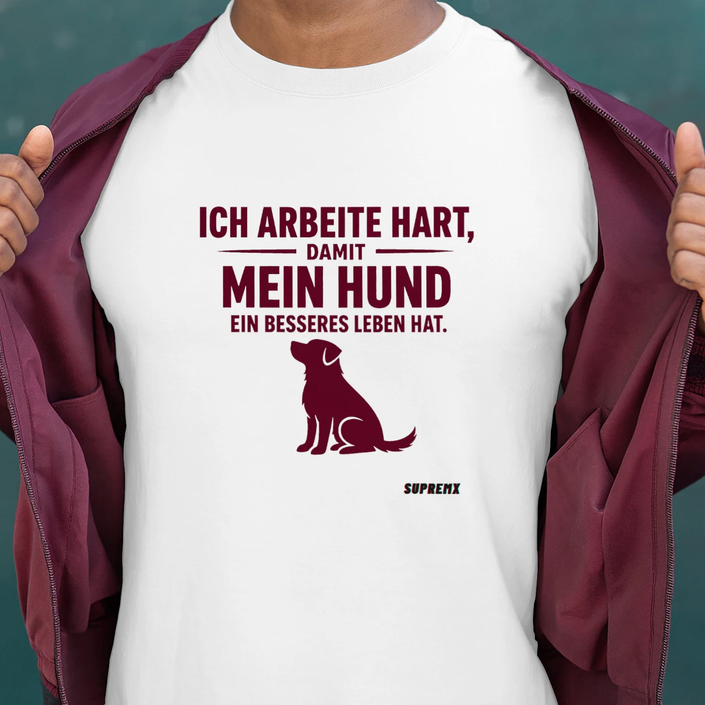 Ich arbeite hart Hunde-T-Shirt, Weiss - SupremX-Eagle