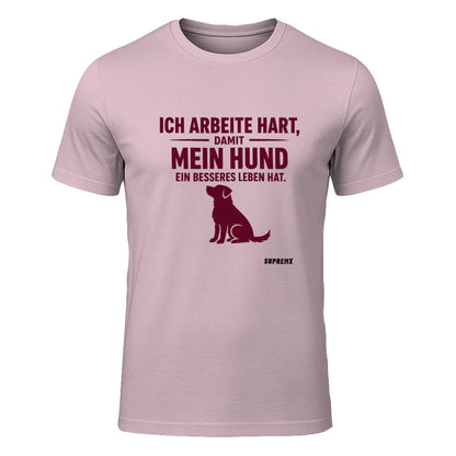 Ich arbeite hart Hunde-T-Shirt, Rosa - SupremX-Eagle