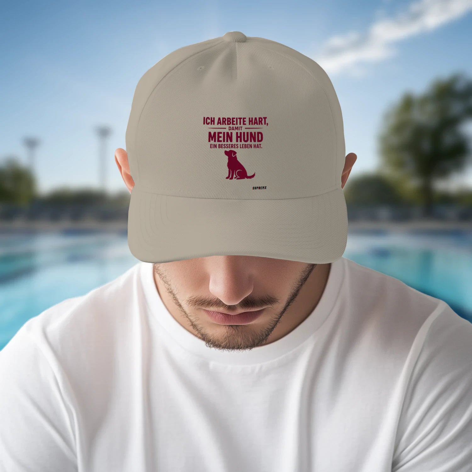 Ich arbeite hart Hunde-Cap, Hellgrau - SupremX-Eagle