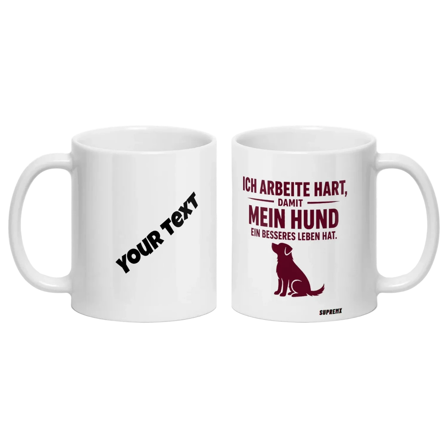 Ich arbeite hart Hunde-Tasse, Weiss - SupremX-Eagle