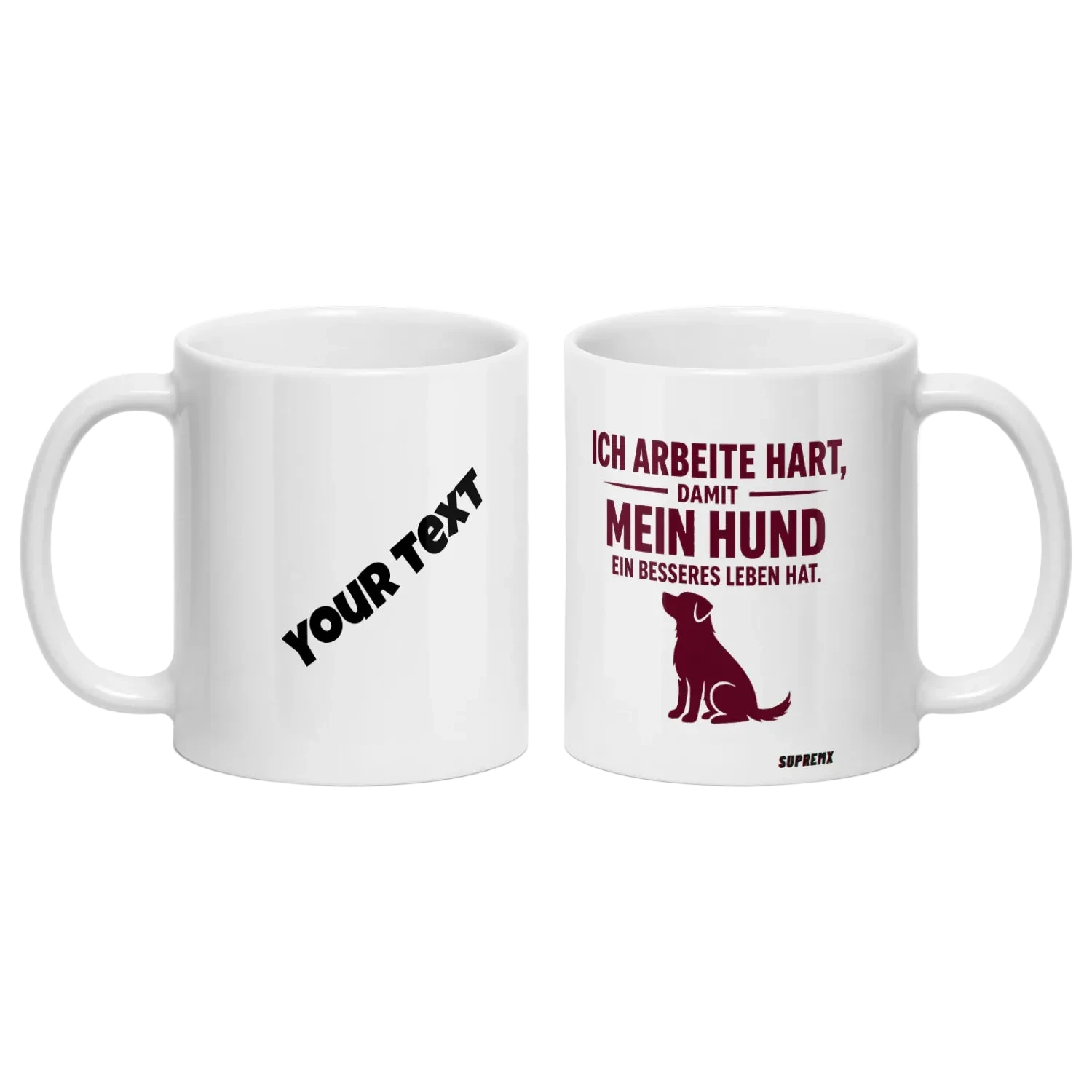 Ich arbeite hart Hunde-Tasse, Weiss - SupremX-Eagle