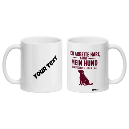 Ich arbeite hart Hunde-Tasse, Weiss - SupremX-Eagle