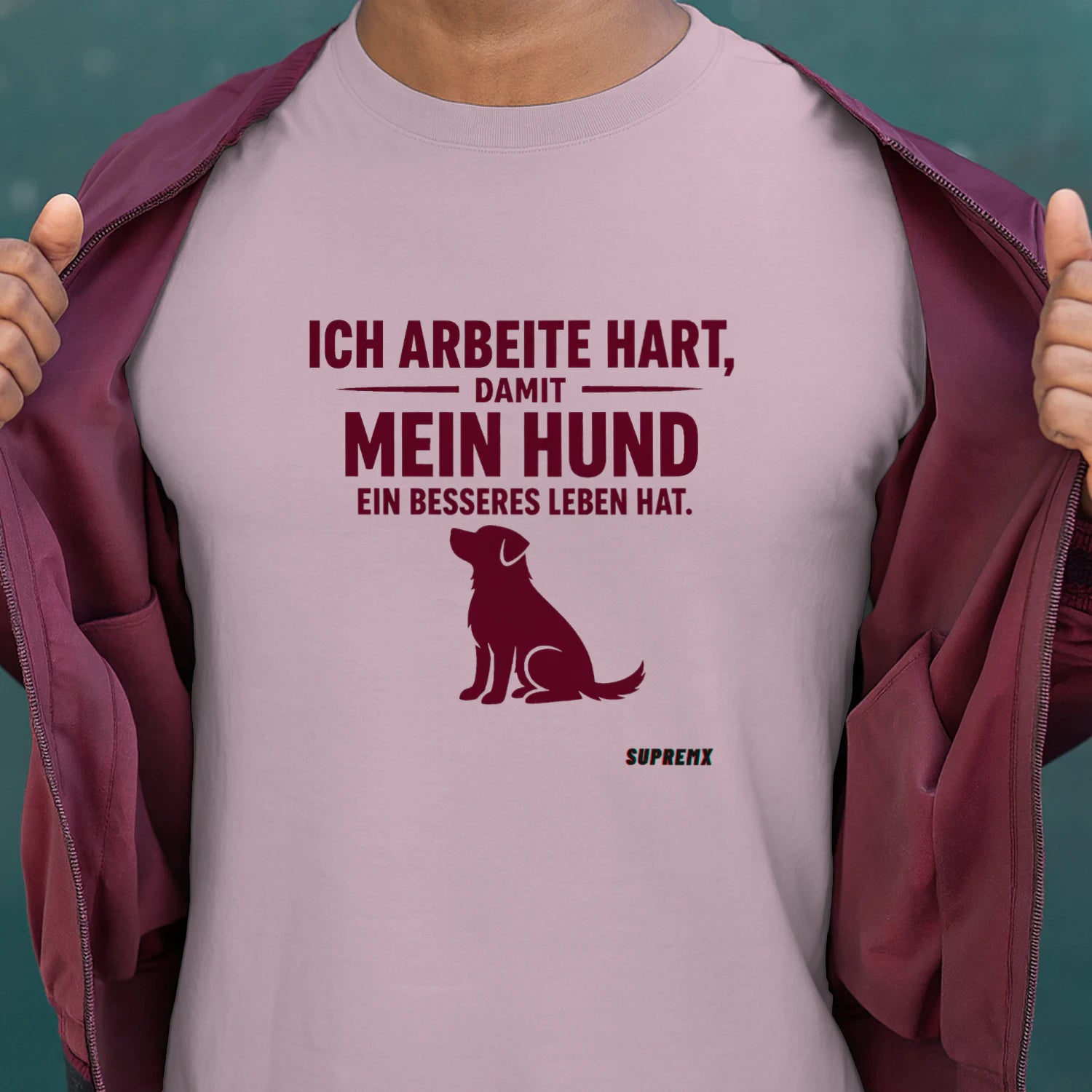 Ich arbeite hart Hunde-T-Shirt, Rosa - SupremX-Eagle