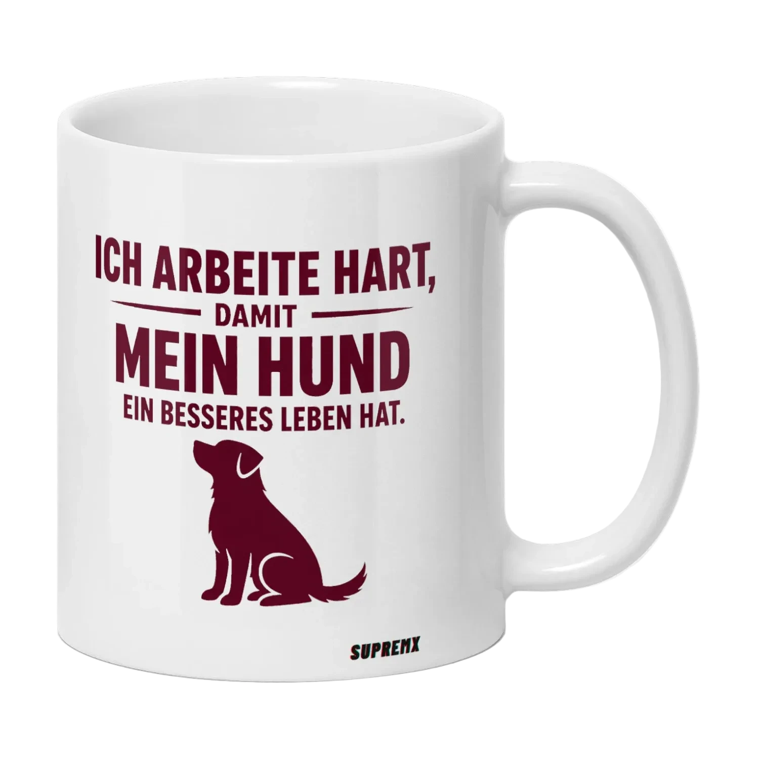Ich arbeite hart Hunde-Tasse, Weiss - SupremX-Eagle