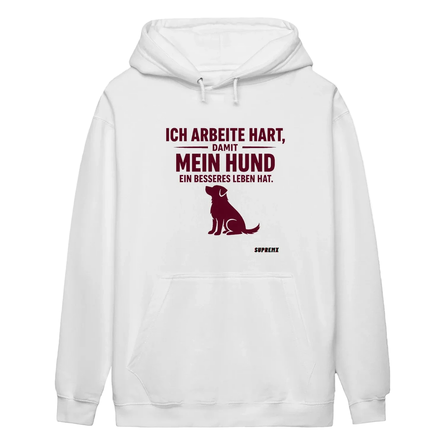 Ich arbeite hart Hunde-Hoodie, Weiss - SupremX-Eagle
