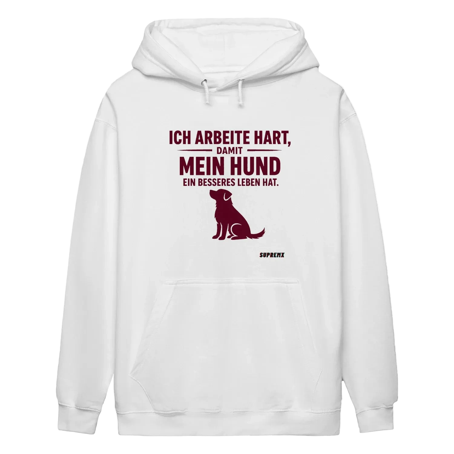 Ich arbeite hart Hunde-Hoodie, Weiss - SupremX-Eagle