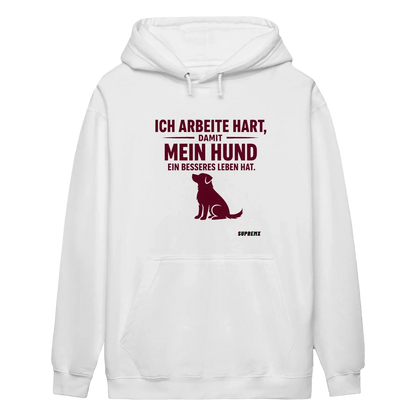 Ich arbeite hart Hunde-Hoodie, Weiss - SupremX-Eagle