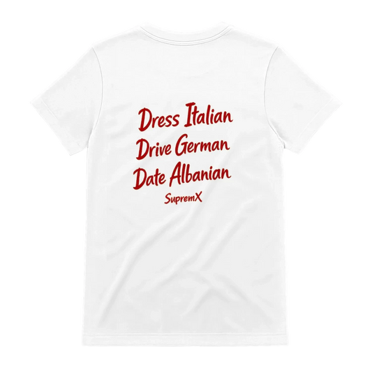 Dress Italian Drive German Date Albanian t-shirt, White - SupremX-Eagle