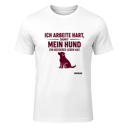 Ich arbeite hart Hunde-T-Shirt, Weiss - SupremX-Eagle