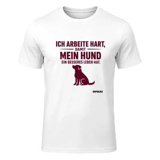 Ich arbeite hart Hunde-T-Shirt, Weiss - SupremX-Eagle
